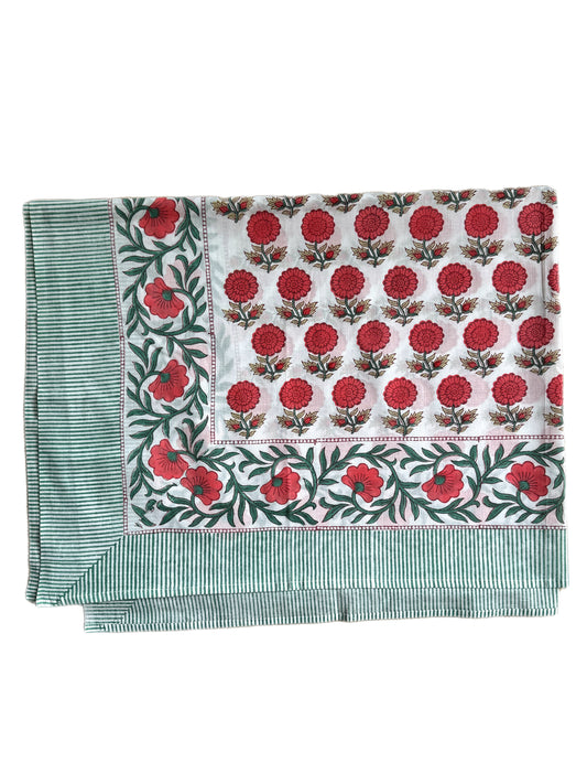 Red Shrub/Flowers Hand Block Printed Sarong