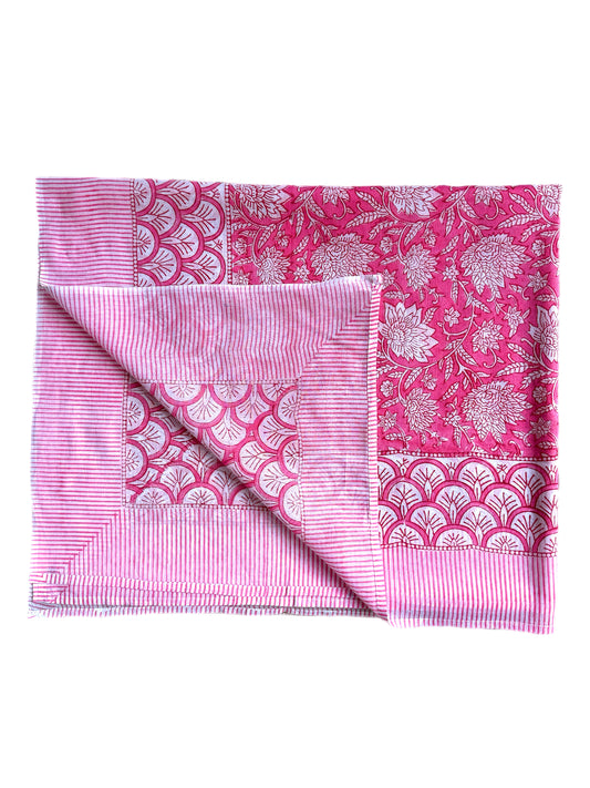 Vivid Pink Fauna Hand Block Printed Sarong