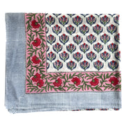 Blue, Pink & Red Bouquet Hand Block Printed Sarong