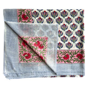 Blue, Pink & Red Bouquet Hand Block Printed Sarong