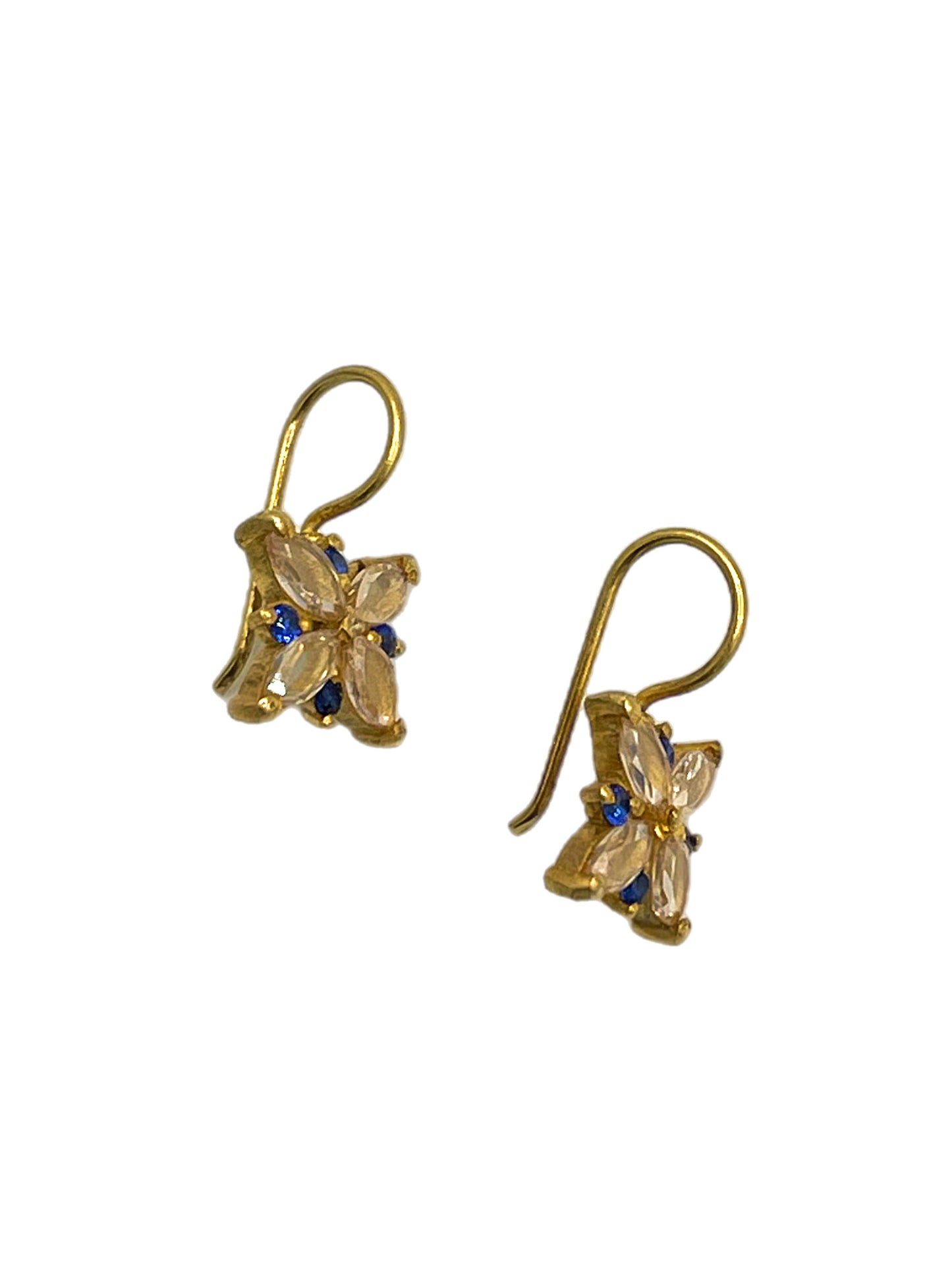 Citrine Blue Burst Drop Earrings