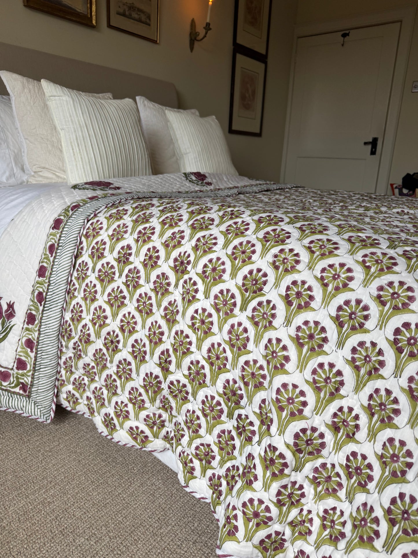 Pomegranate Hand Block-Printed Bedspread