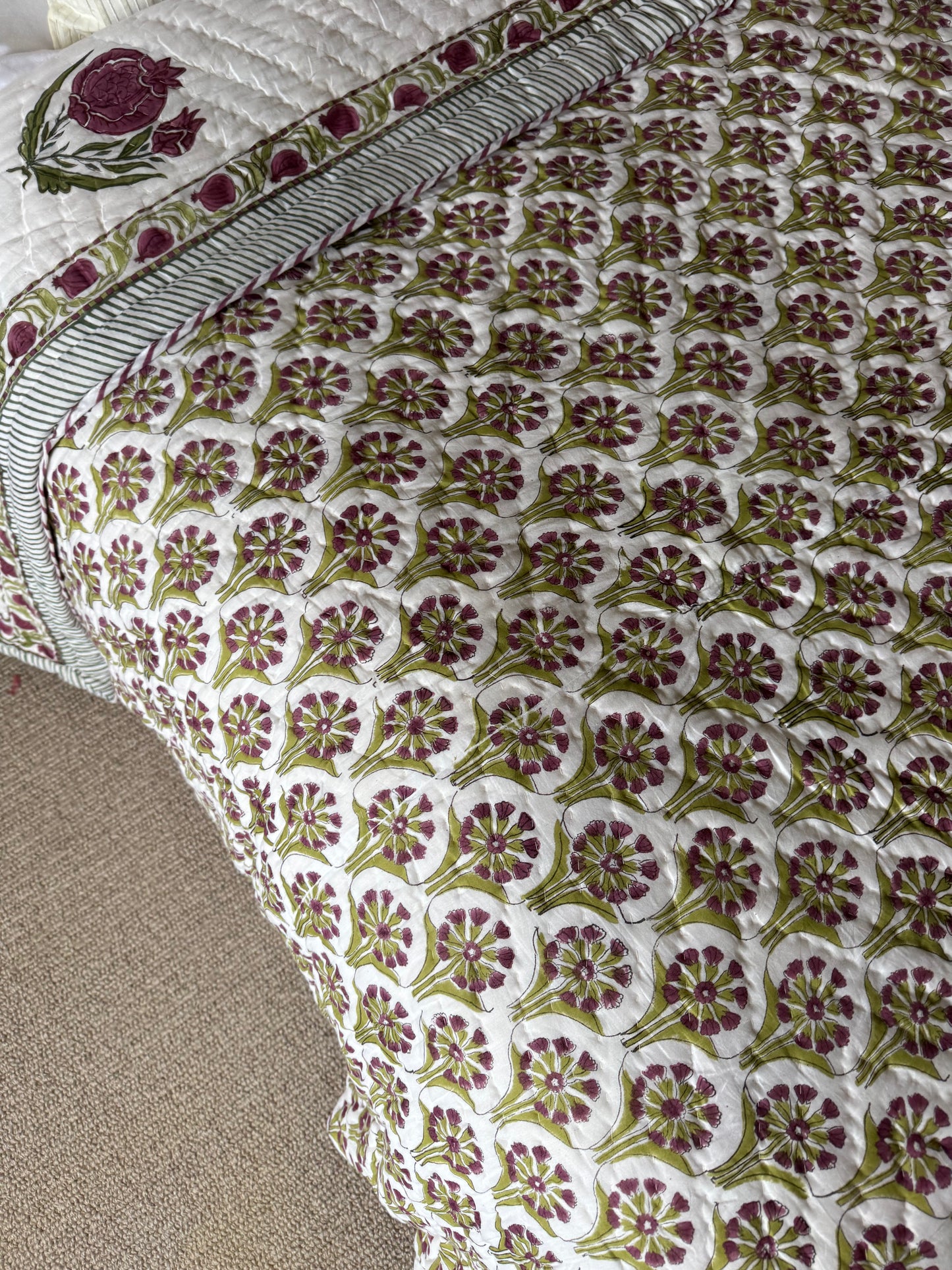 Pomegranate Hand Block-Printed Bedspread