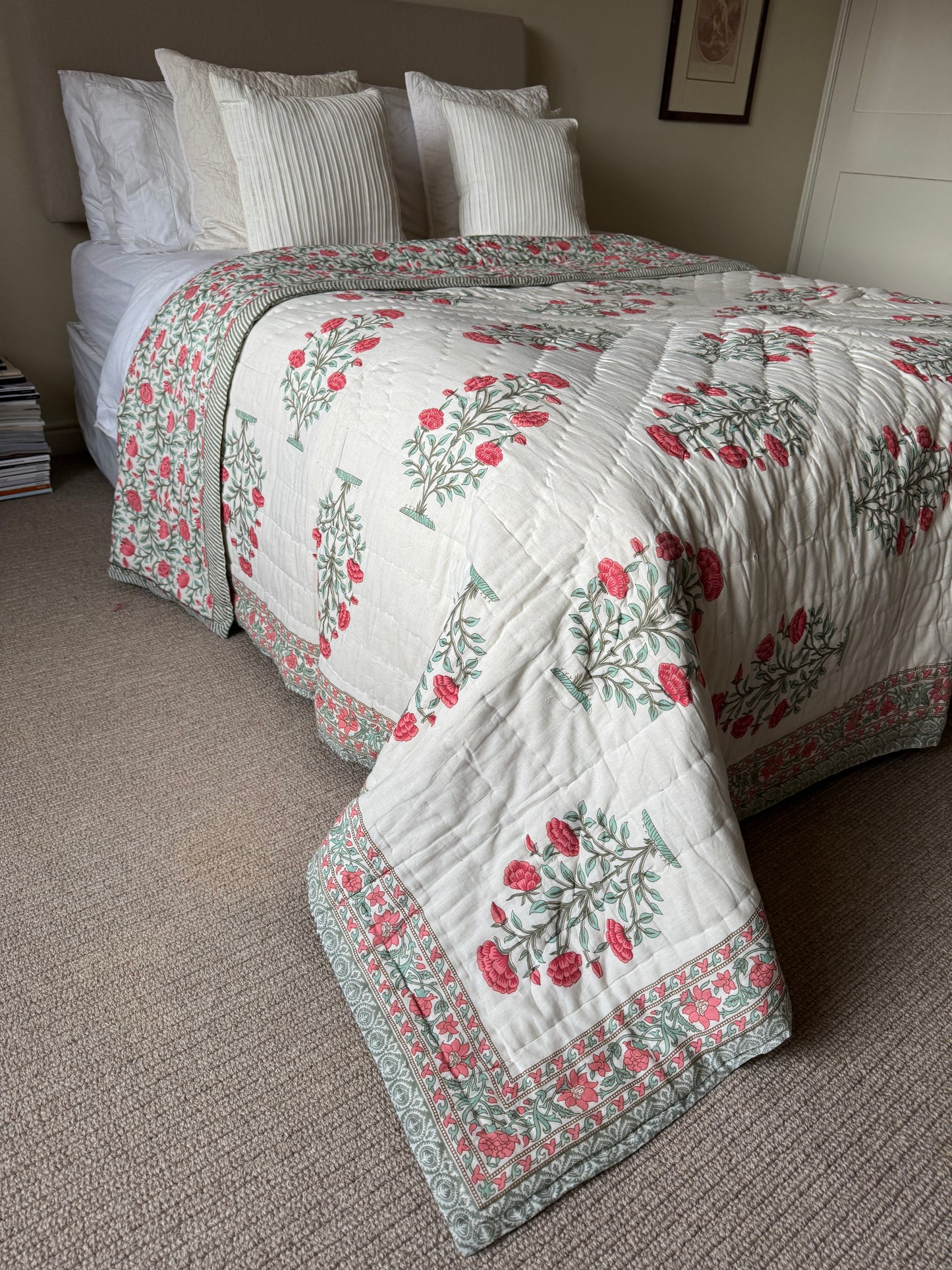SAMPLE: Red Shrub King Bedspread
