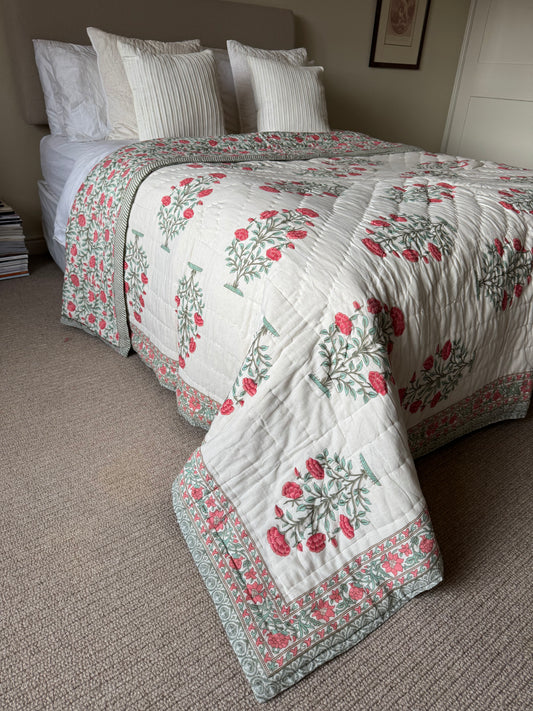 SAMPLE: Red Shrub King Bedspread