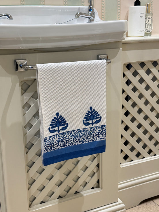 Blue Shrub Hand Block Printed Hand Towel