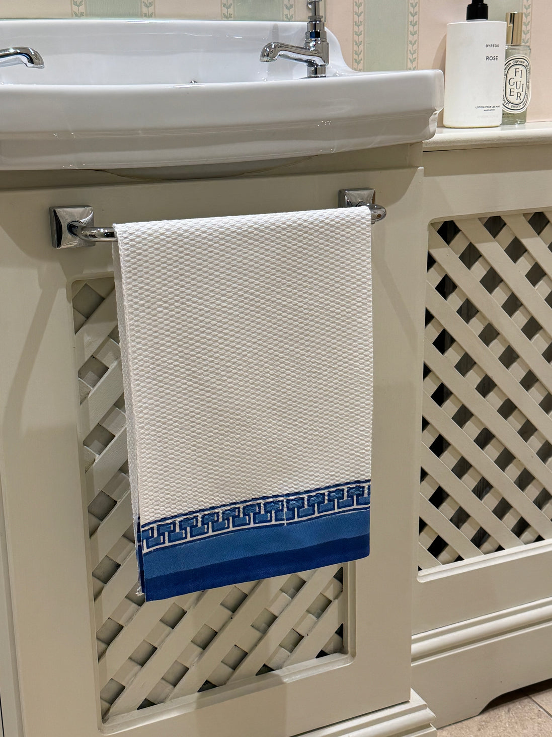 Blue Geometric Hand Block Printed Hand Towel