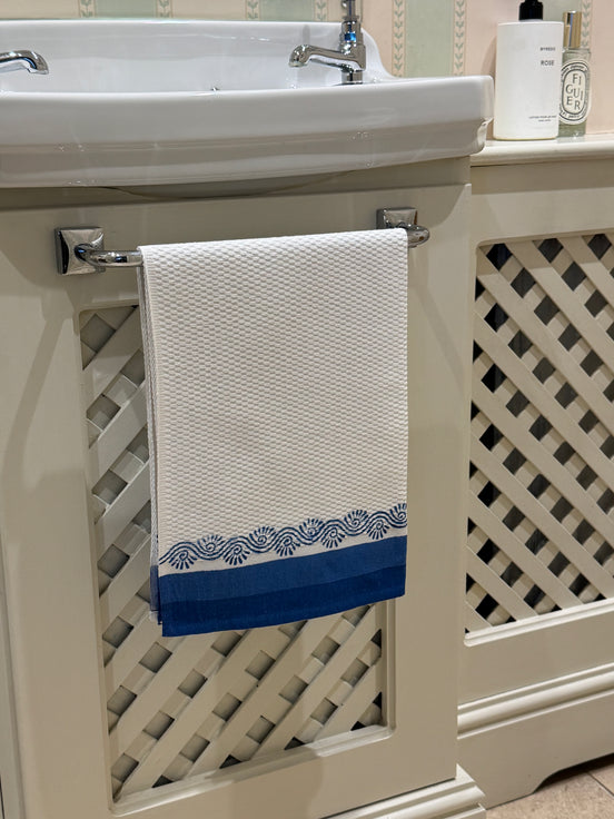 Blue Wave Hand Block Printed Hand Towel