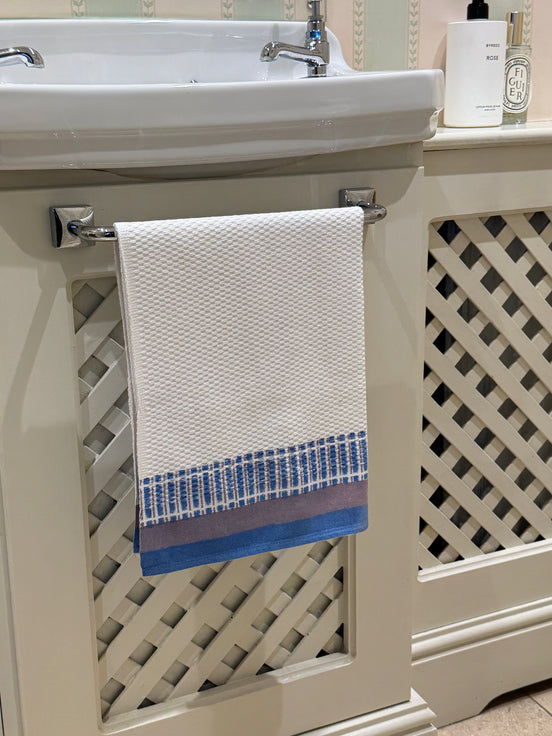Blue Line Hand Block Printed Hand Towel