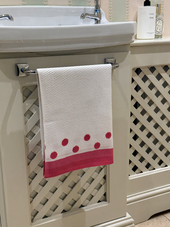 Pink Spot Hand Block Printed Hand Towel