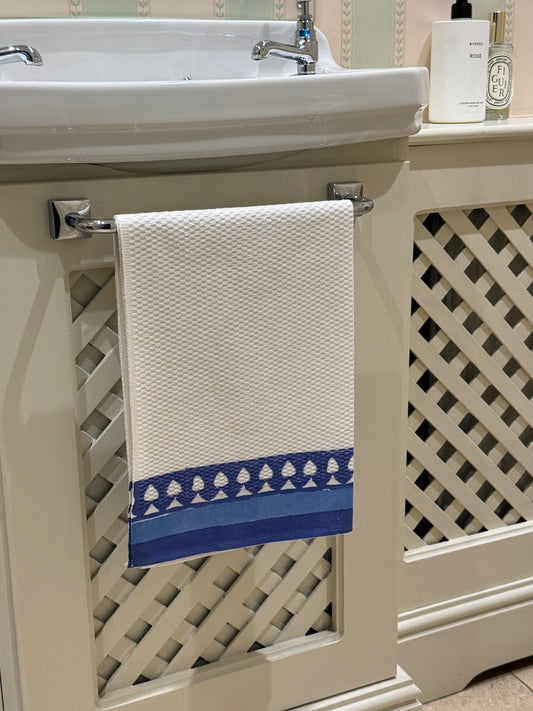 Blue Icon Hand Block Printed Hand Towel