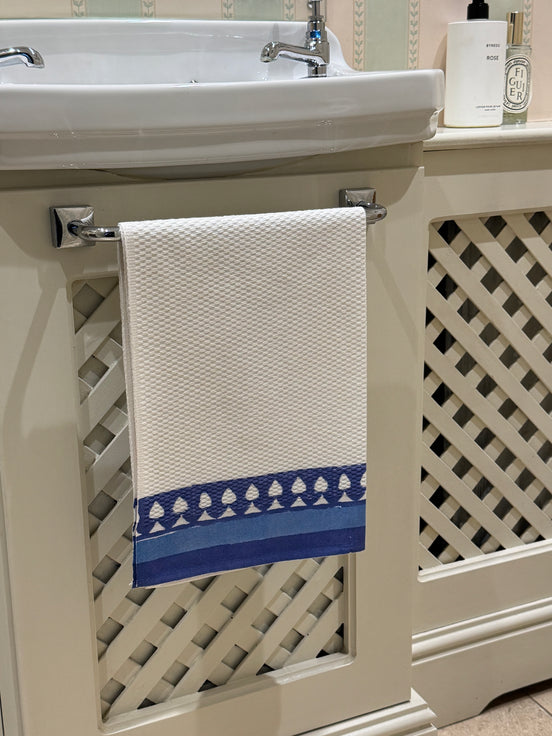 Blue Icon Hand Block Printed Hand Towel