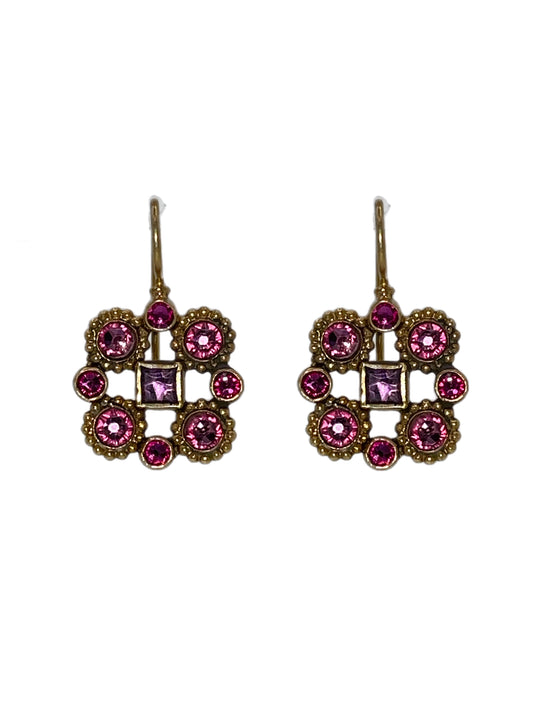 Pink Cross Earrings