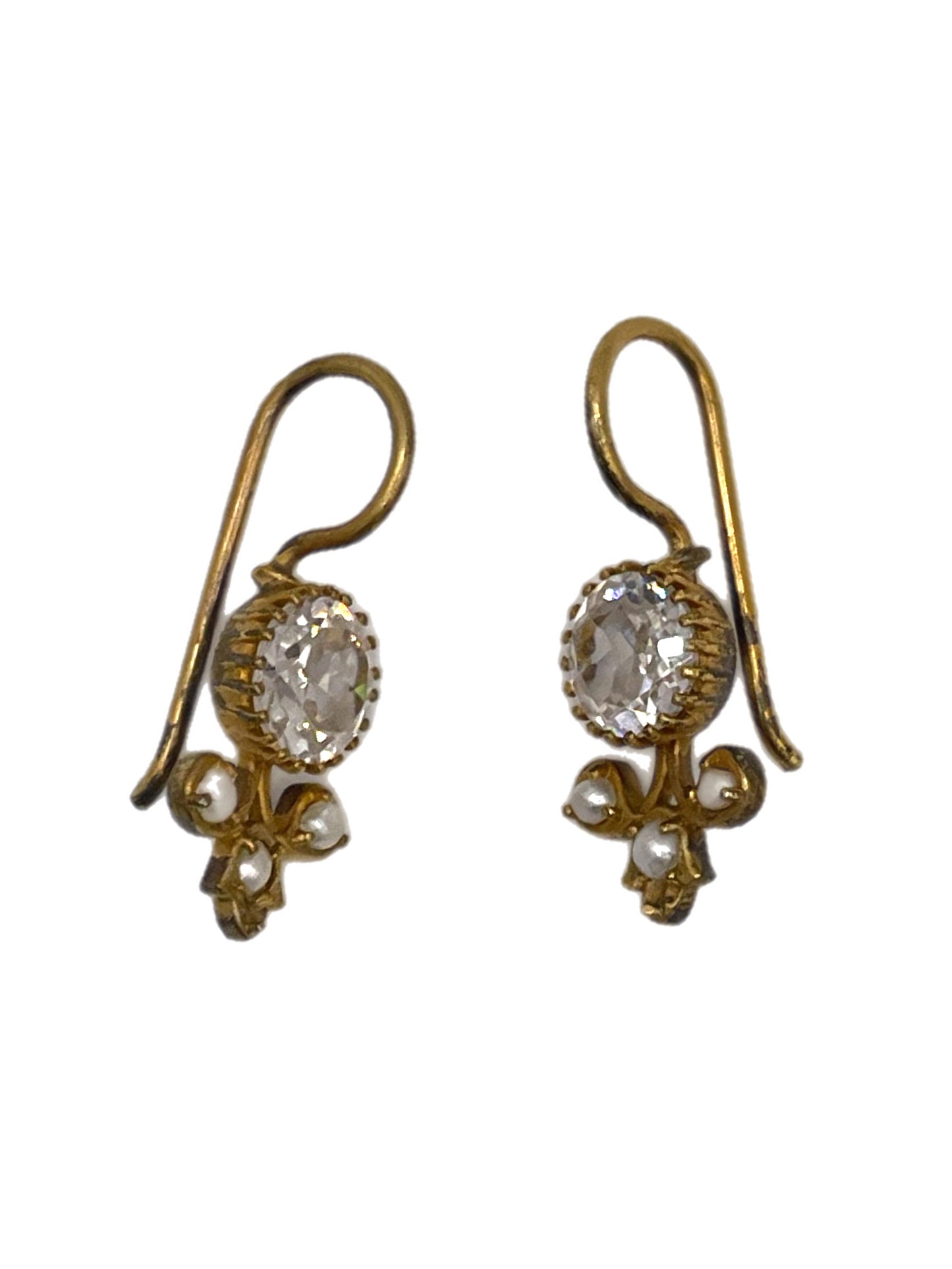 Pearl and Cz Drop Earrings