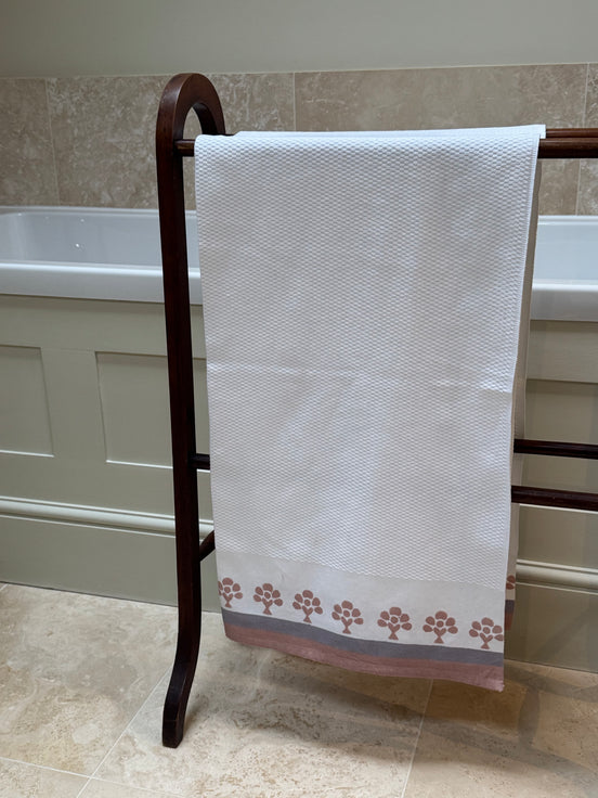 Taupe Flower Shrub Waffle Towel