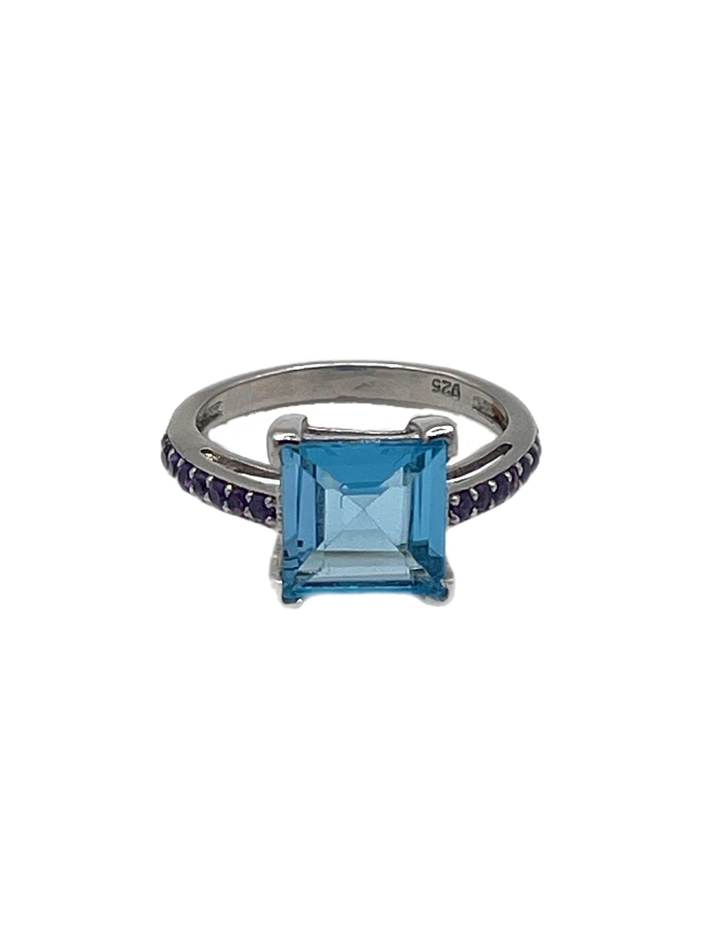 Step Cut Blue Topaz Solitaire Ring