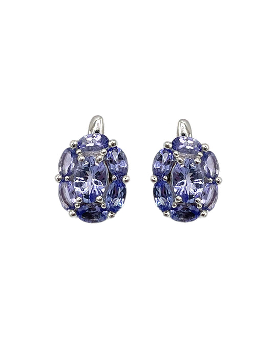 Lilac Tanzanite Cluster Earrings