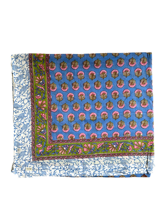 'Pink & Blue Tree' Hand Block Printed Sarong