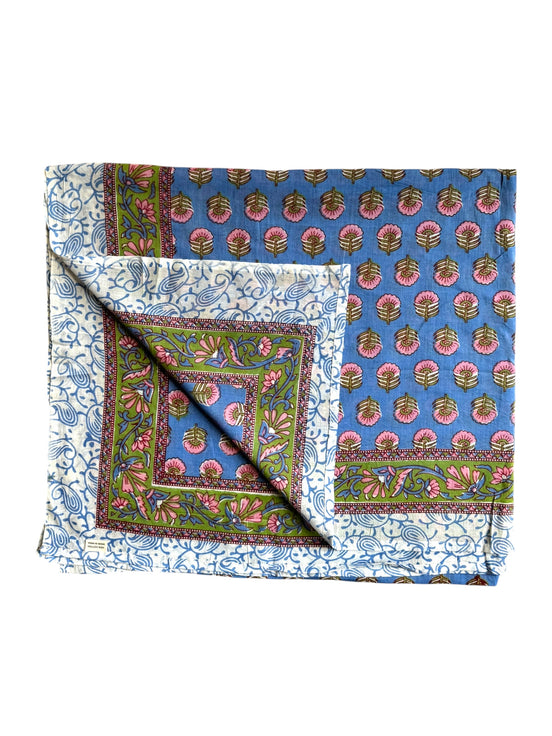 'Pink & Blue Tree' Hand Block Printed Sarong