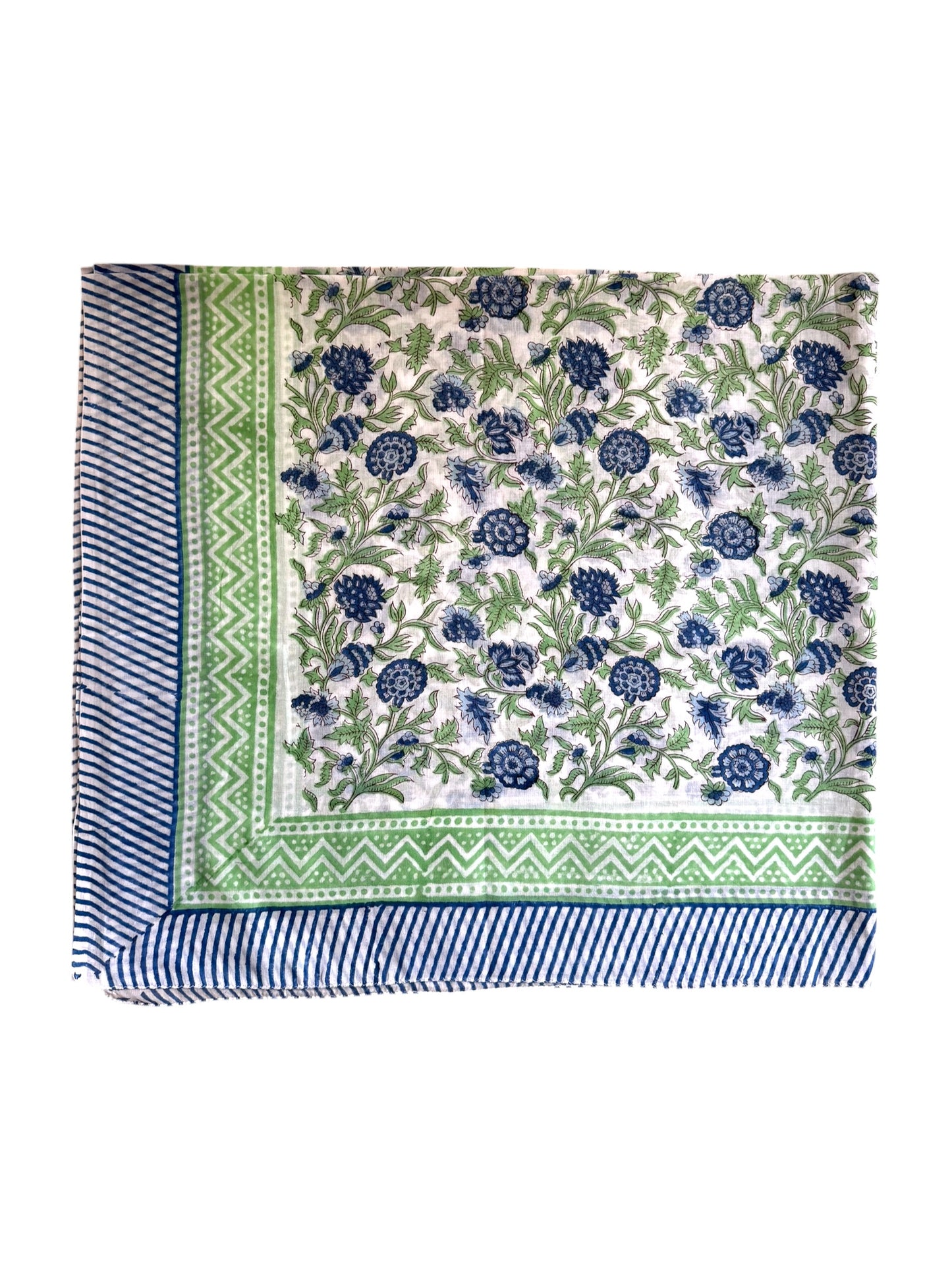 'Blue Floral' Hand Block Printed Sarong