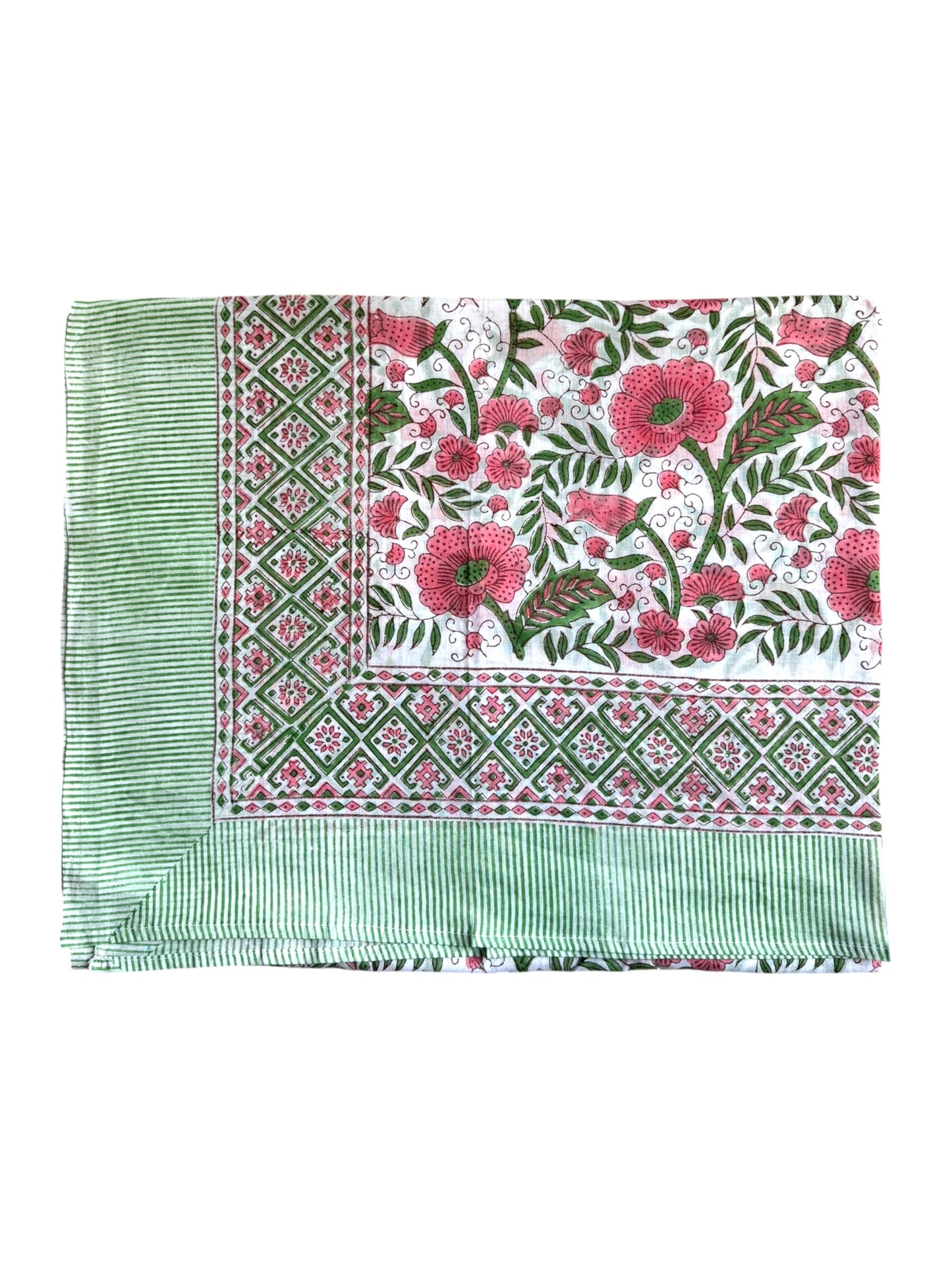 'Pink Flowers' Hand Block Printed Sarong