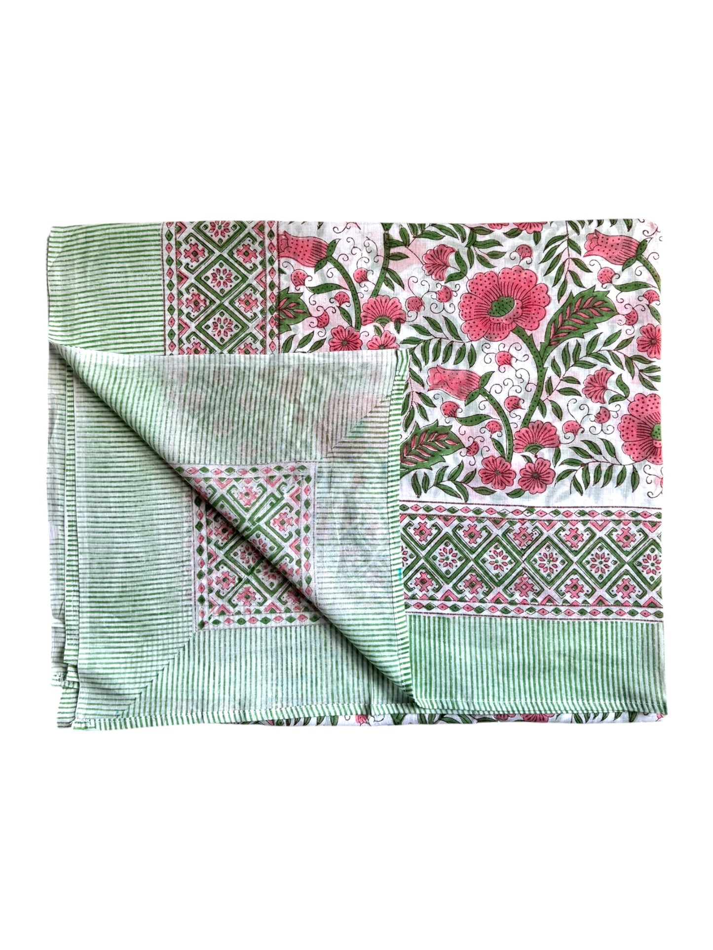 'Pink Flowers' Hand Block Printed Sarong
