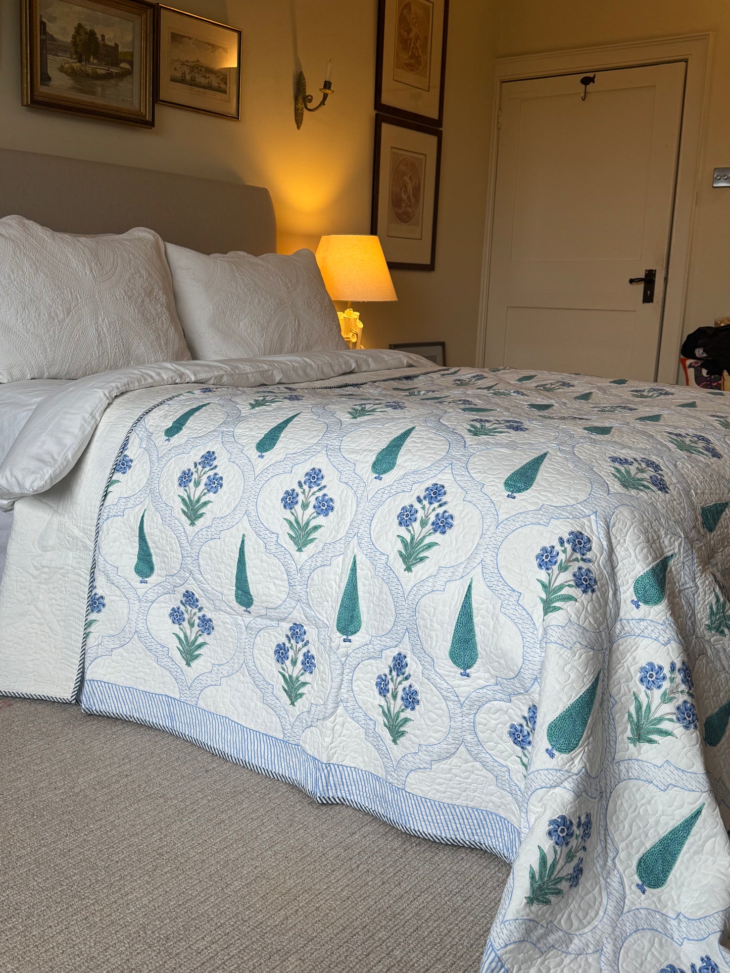 Blue & Green Cypress Bedspread/Quilt