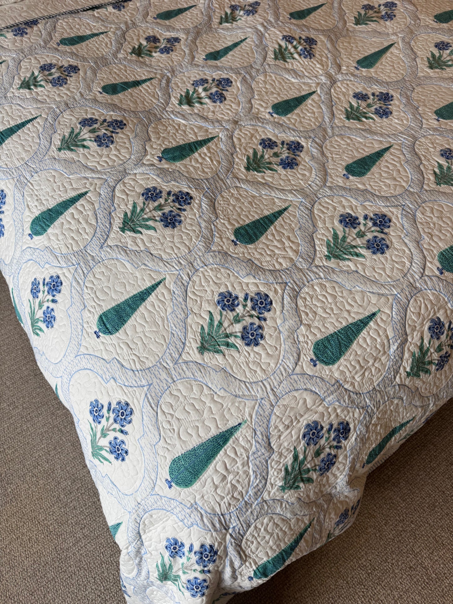 Blue & Green Cypress Bedspread/Quilt