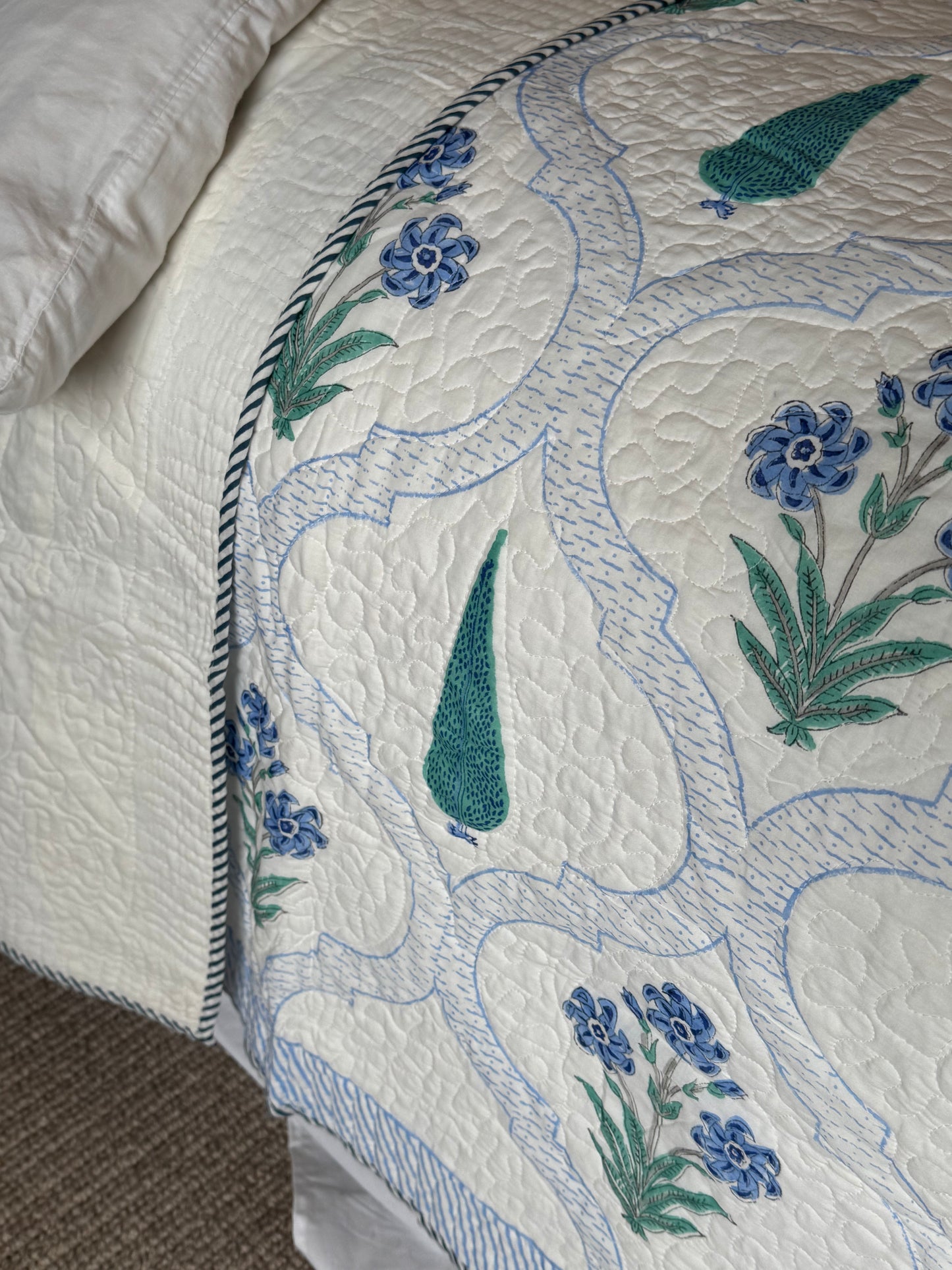 Blue & Green Cypress Bedspread/Quilt