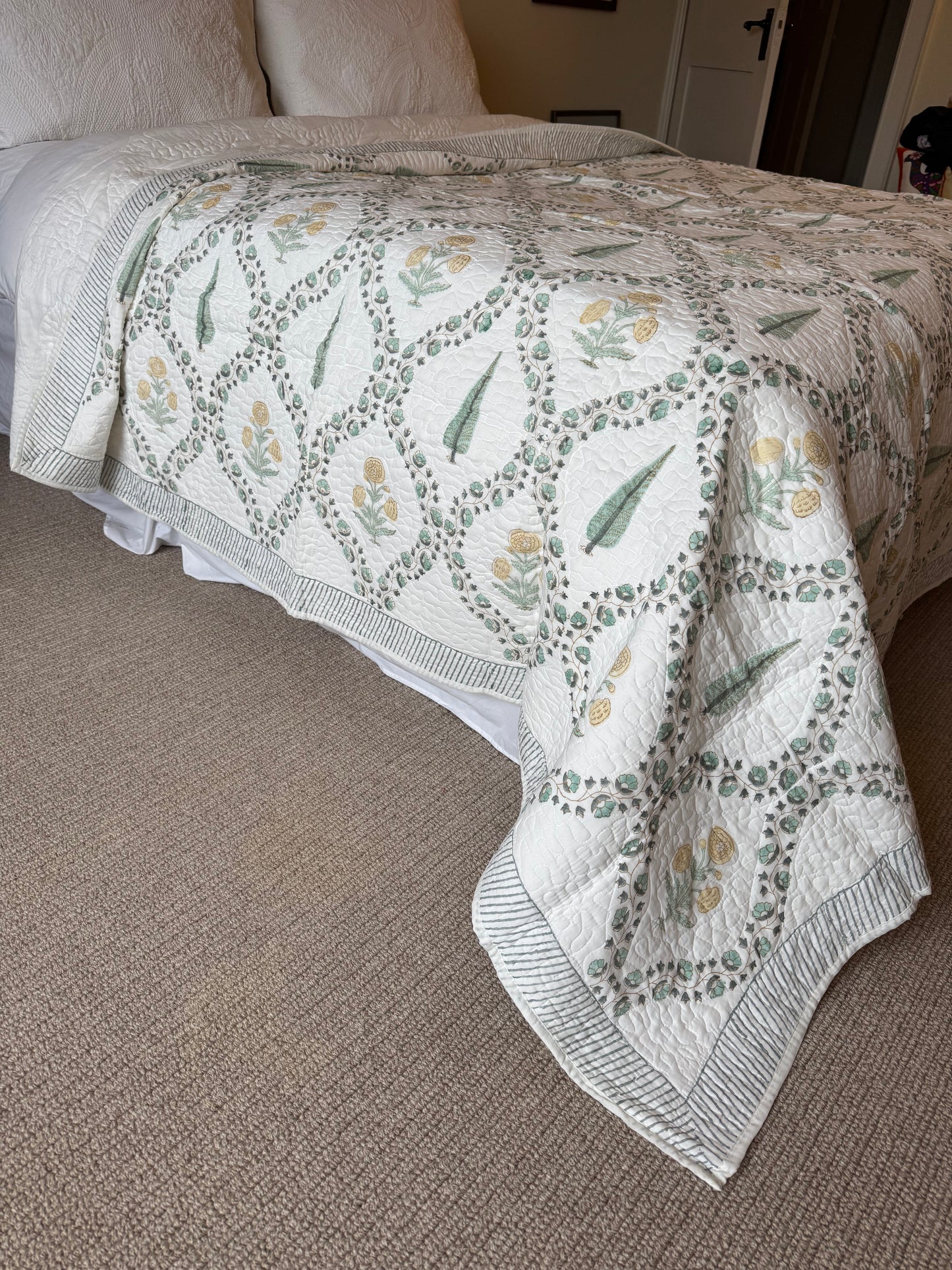 Yellow & Green Cypress Bedspread/Quilt