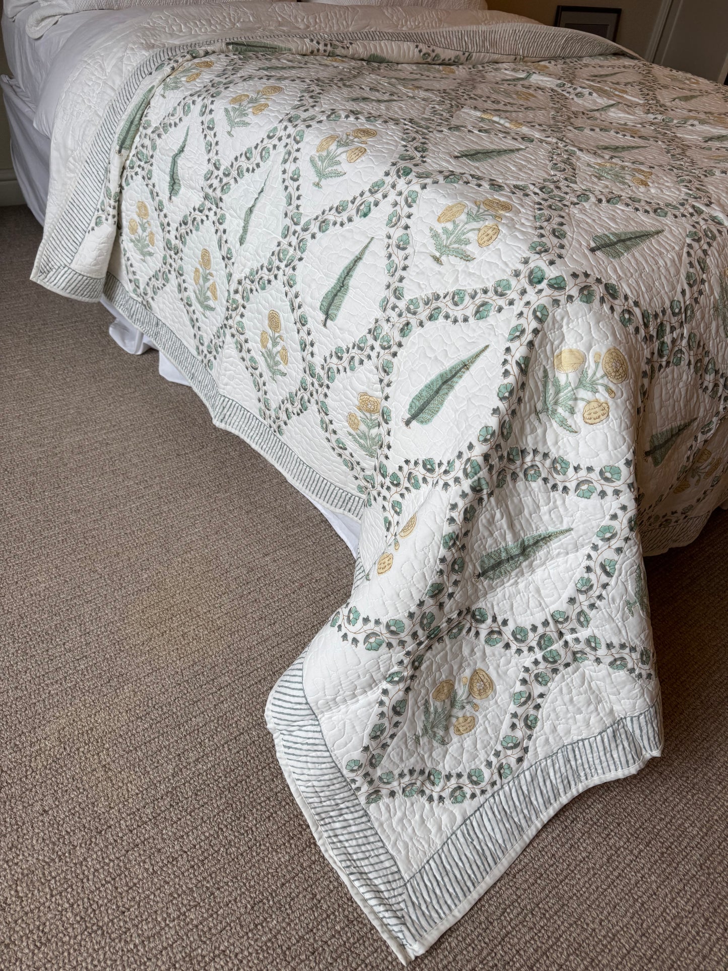 Yellow & Green Cypress Bedspread/Quilt