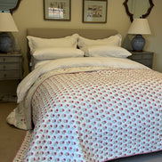 Palmtree & Pink Flower Shrub Bedspread/Quilt