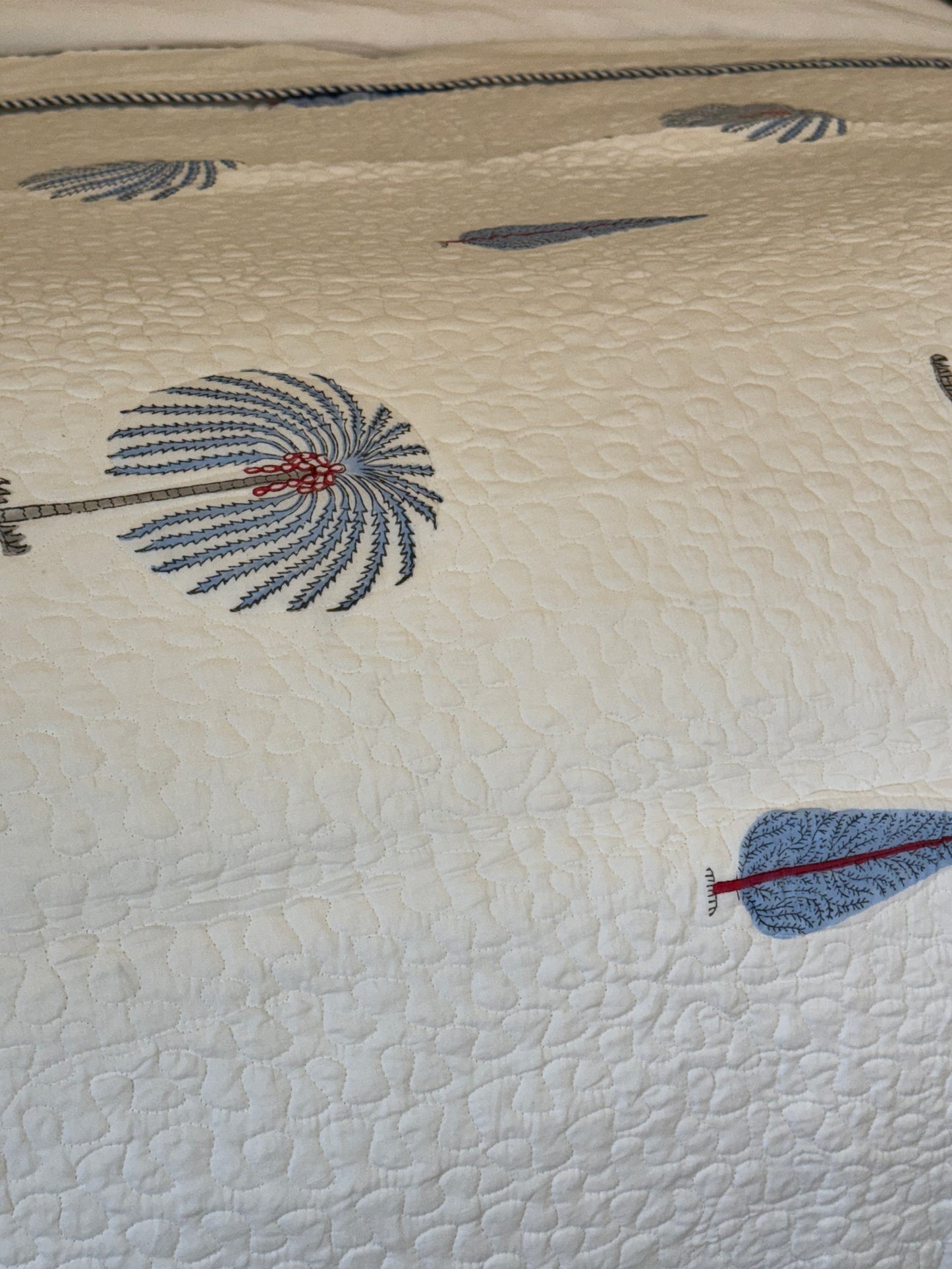 Blue Cypress and Palmtree Bedspread/Quilt