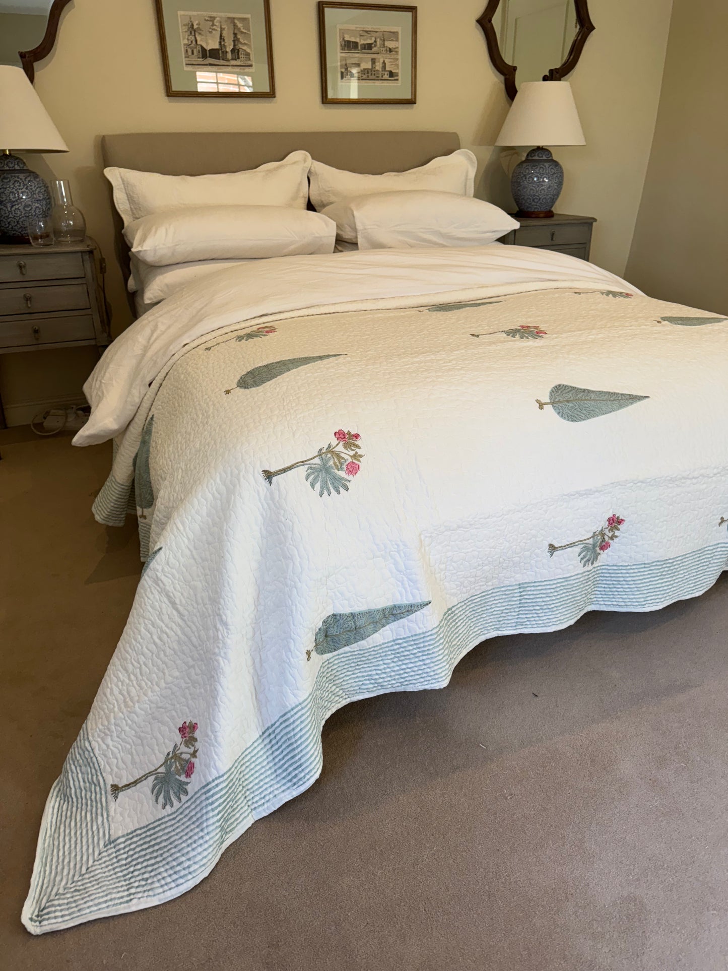 Pink & Green Cypress Bedspread/Quilt