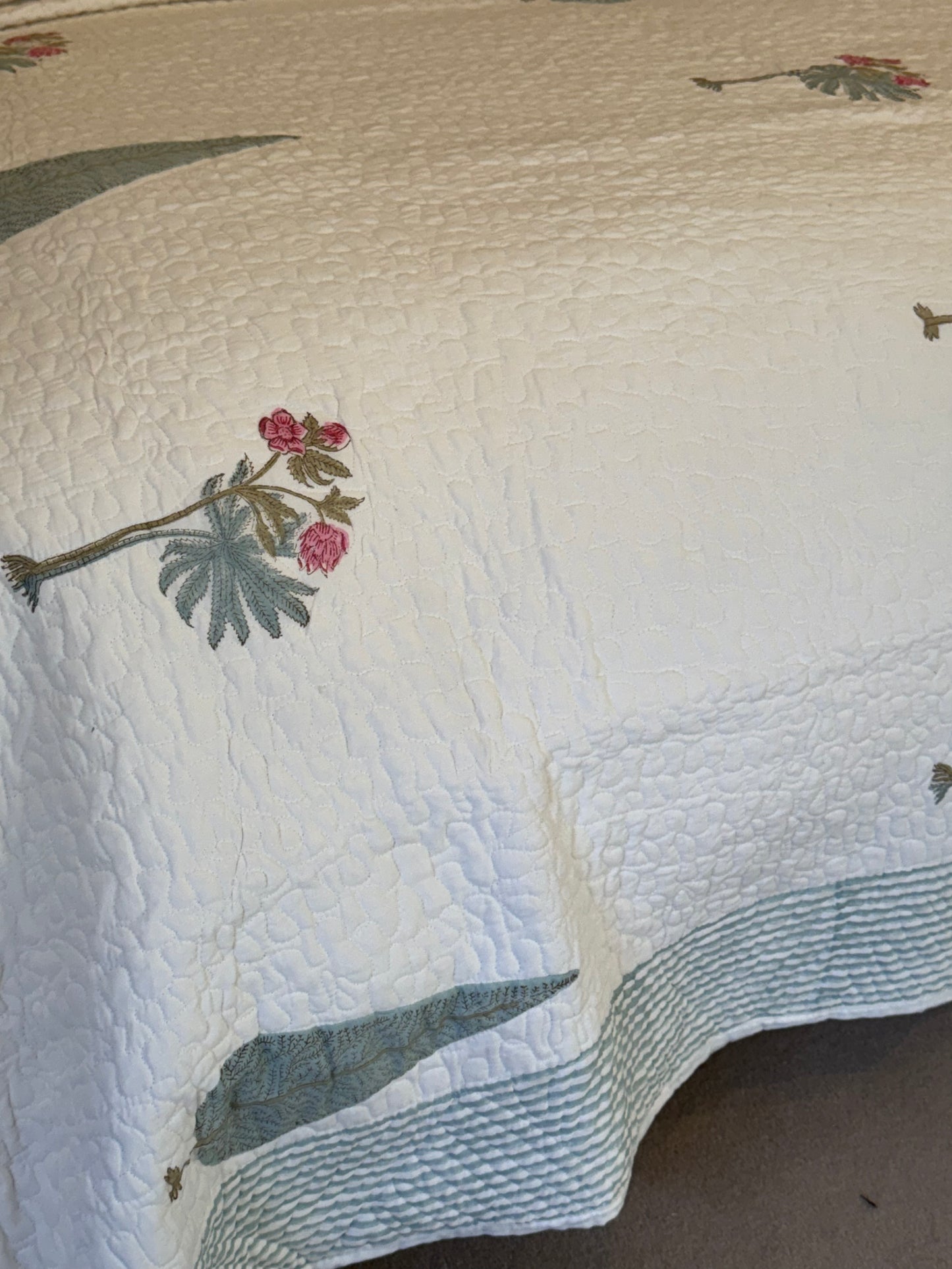 Pink & Green Cypress Bedspread/Quilt
