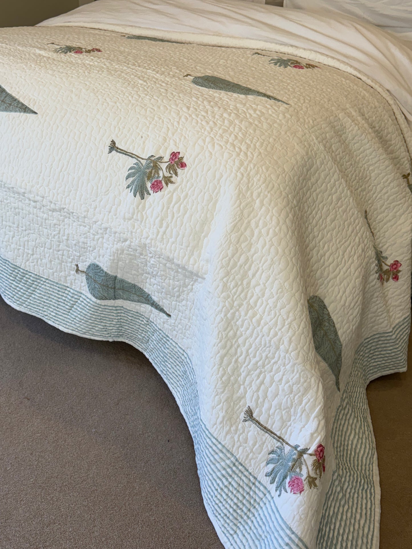 Pink & Green Cypress Bedspread/Quilt