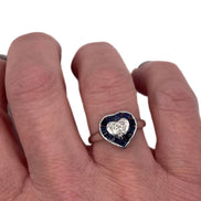 Sapphire and Diamond Heart Ring