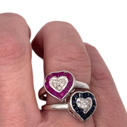 Sapphire and Diamond Heart Ring
