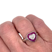Ruby and Diamond Heart Ring