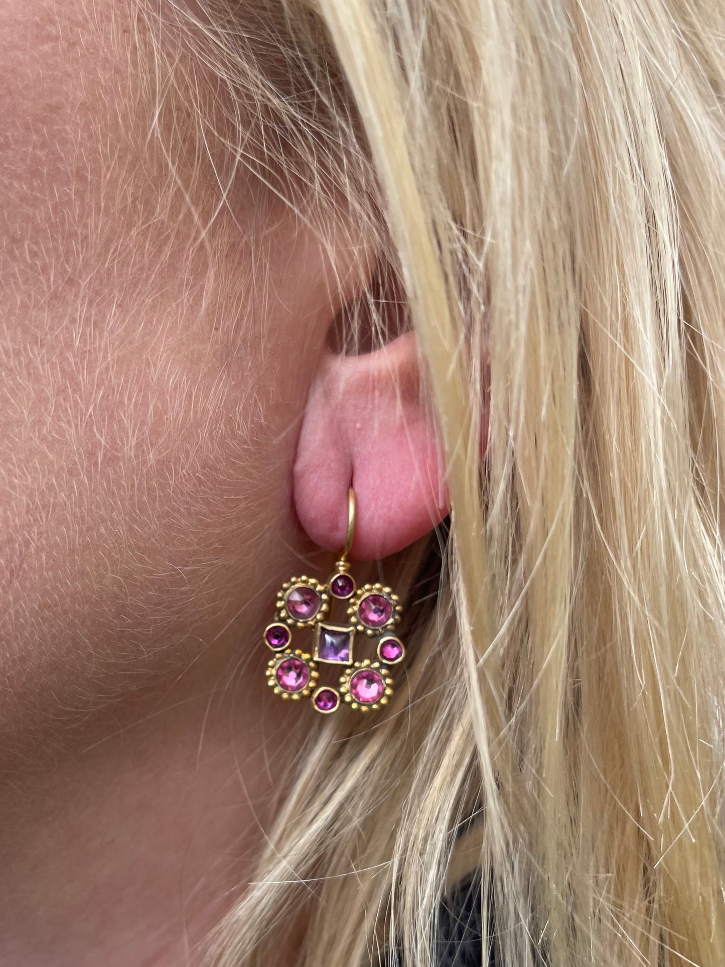 Pink Cross Earrings