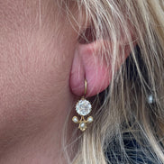 Pearl and Cz Drop Earrings