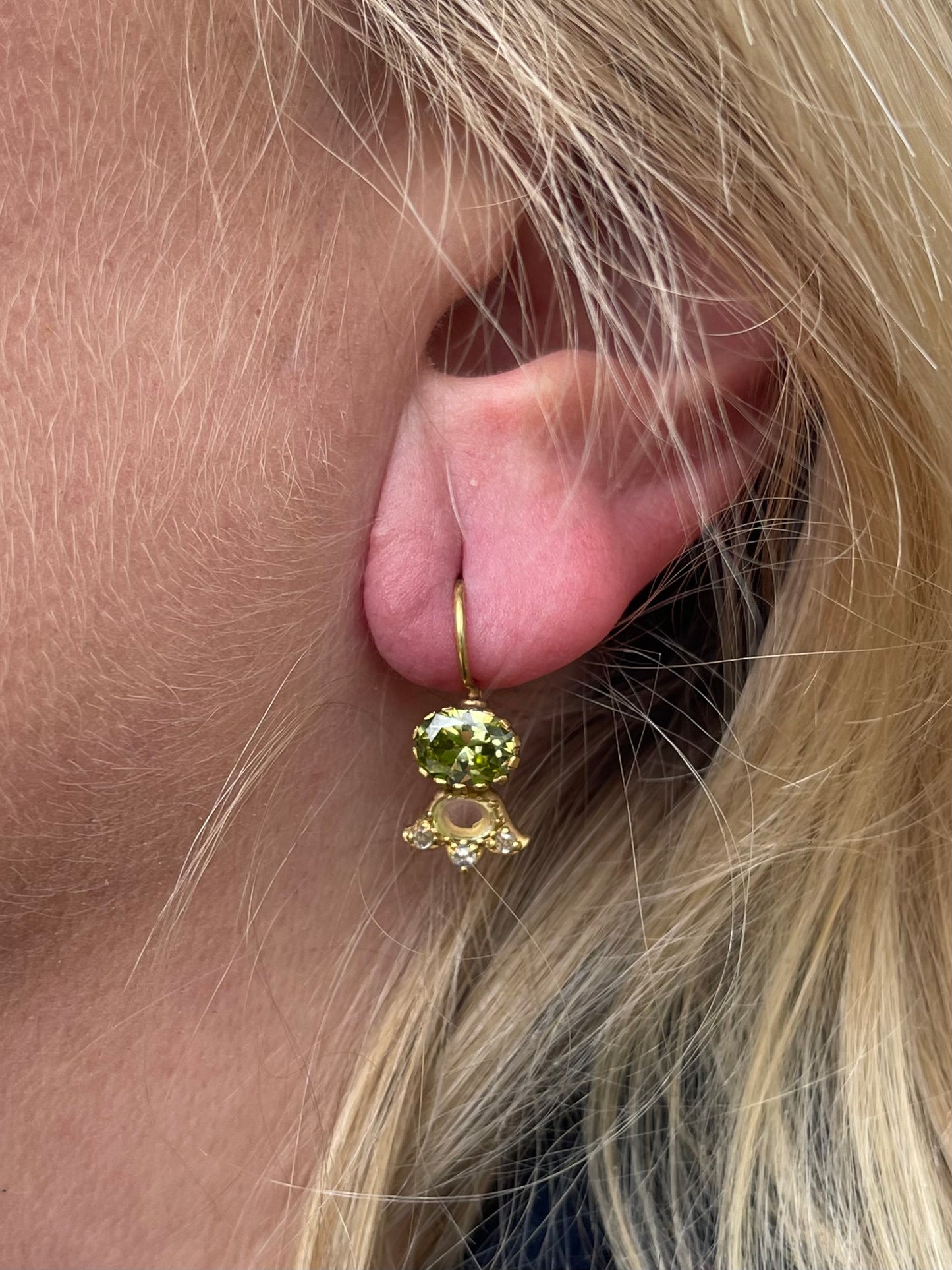 Green Cz Drop Earrings