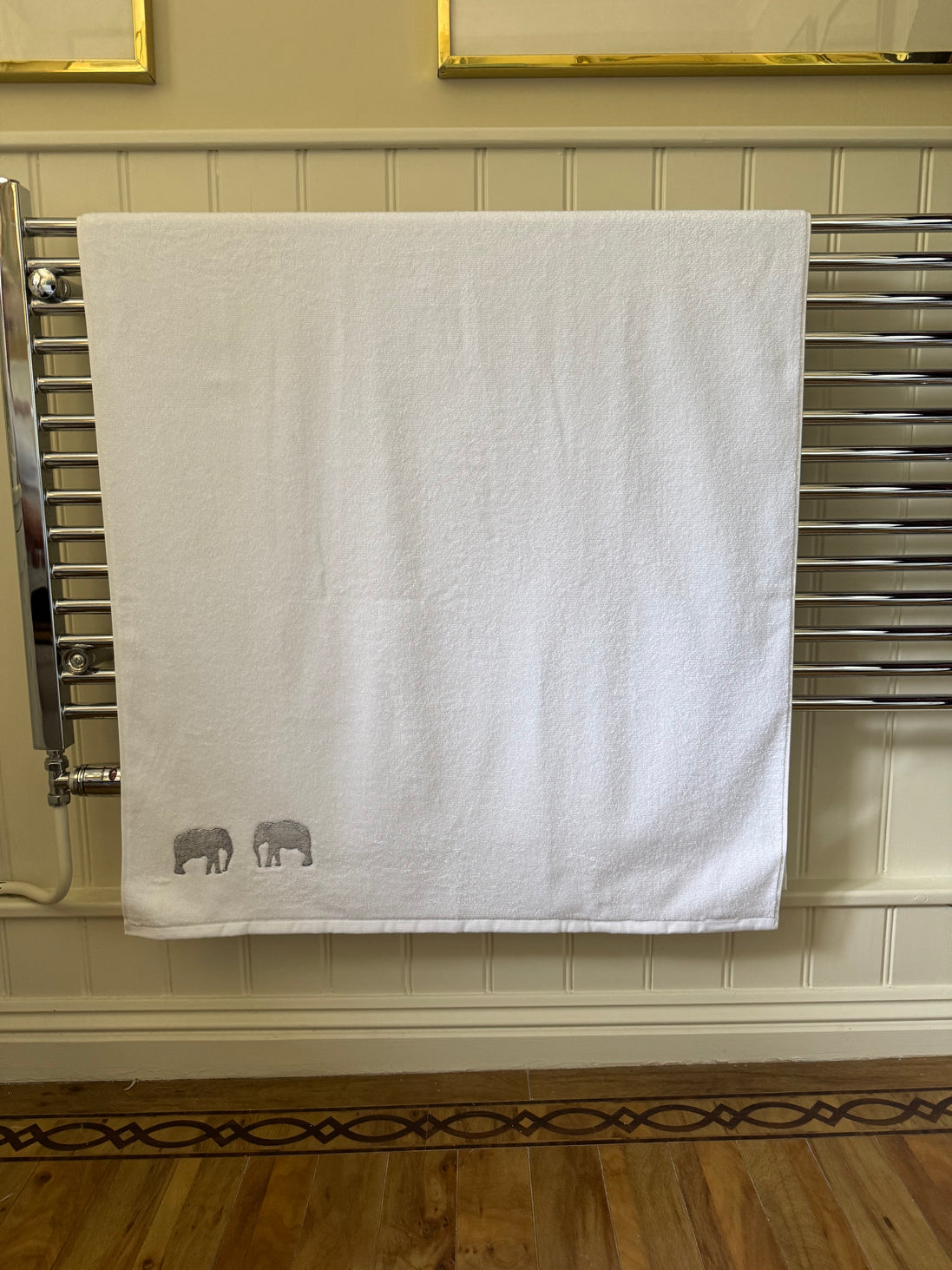 Cypress Tree and Elephant Embroidered Bath Towel