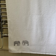 Cypress Tree and Elephant Embroidered Bath Towel