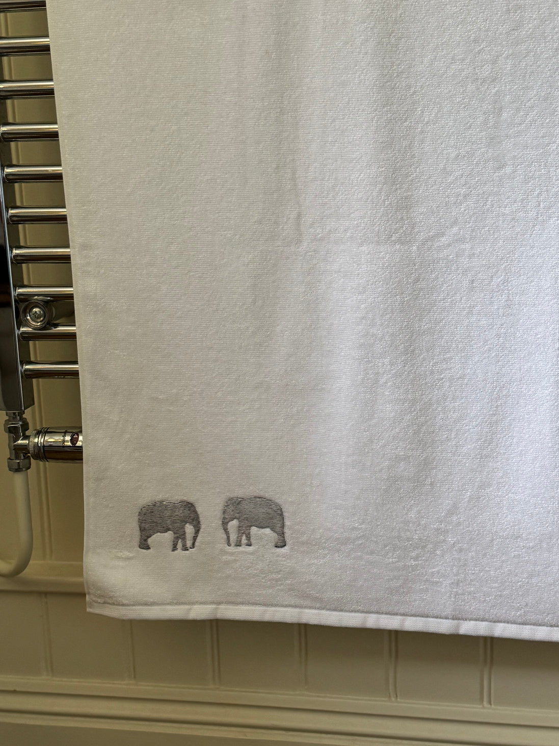 Cypress Tree and Elephant Embroidered Bath Towel