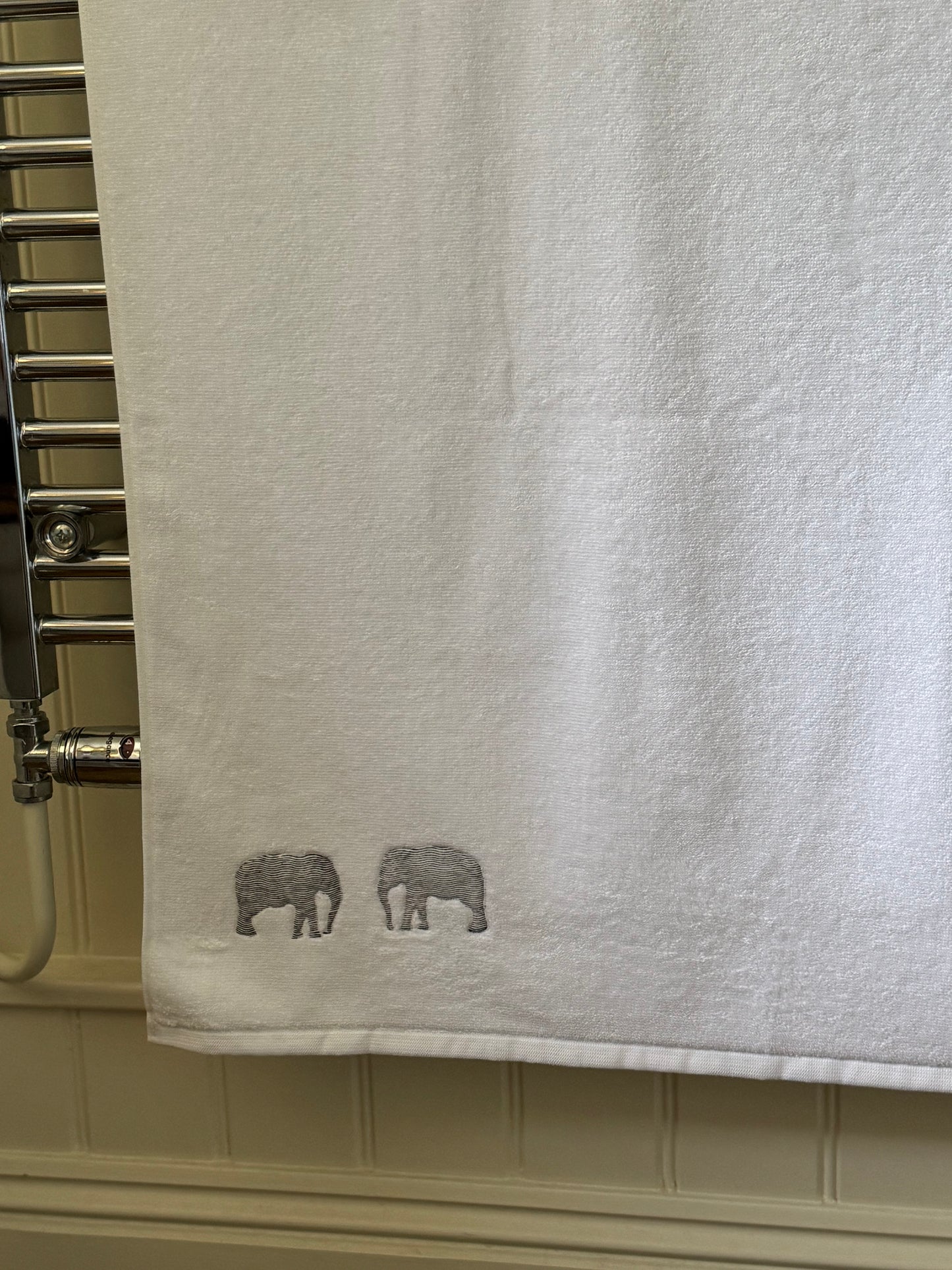 Cypress Tree and Elephant Embroidered Bath Towel