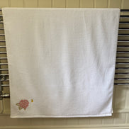 Pink Hydrangea and Butterfly Embroidered Bath Towel