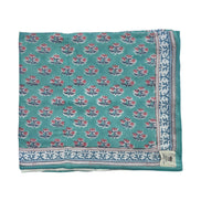 'Pink & Blue Shrub' Block Printed Cotton Towel