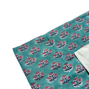 'Pink & Blue Shrub' Block Printed Cotton Towel