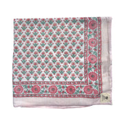 'Pale Pink Shrub' Block Printed Cotton Towel